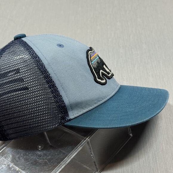 Patagonia Fitz Roy Bear Snapback Blue Hat Cap Mesh Trucker - Picture 3 of 7
